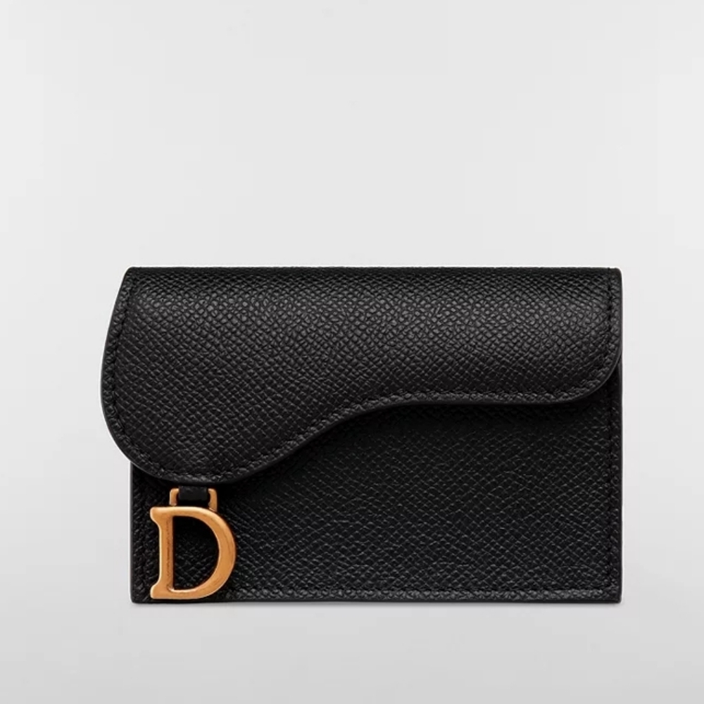 DIOR Black Saddle Bloom Card Holder